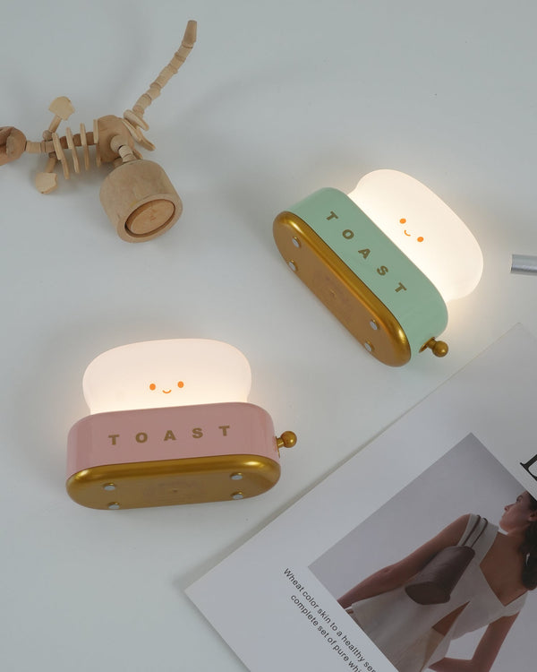 Speelse Retro Broodrooster Tafellamp met LED Licht & Oplaadbare Batterij – Unieke Woondecoratie