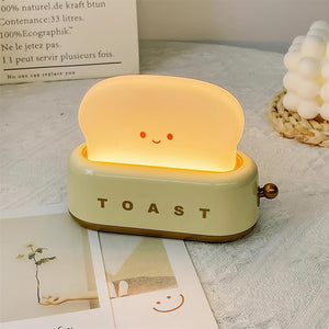 Speelse Retro Broodrooster Tafellamp met LED Licht & Oplaadbare Batterij – Unieke Woondecoratie