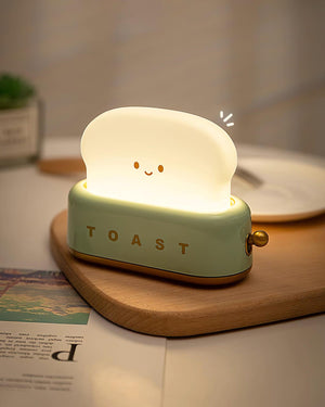 Speelse Retro Broodrooster Tafellamp met LED Licht & Oplaadbare Batterij – Unieke Woondecoratie