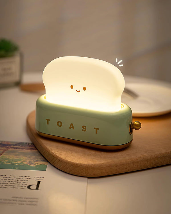 Speelse Retro Broodrooster Tafellamp met LED Licht & Oplaadbare Batterij – Unieke Woondecoratie