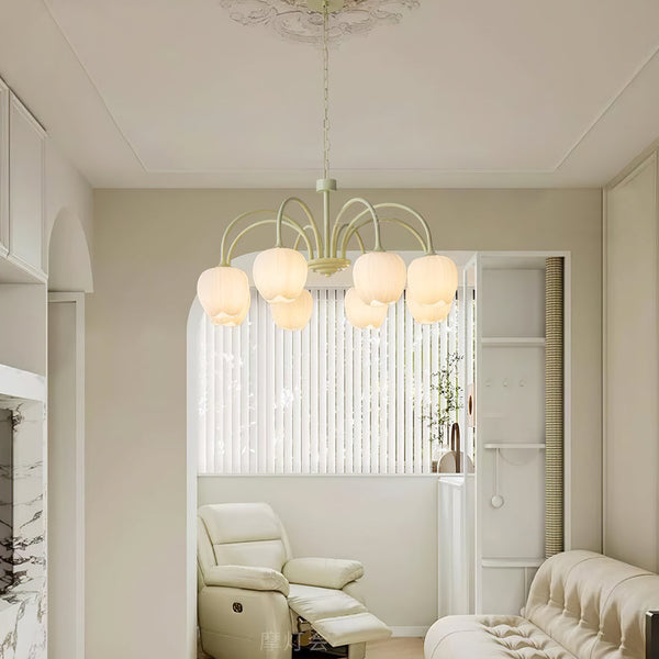 Tulpvormige Kronleuchter Hanglamp – Elegante Plafondlamp in Matcha Groen