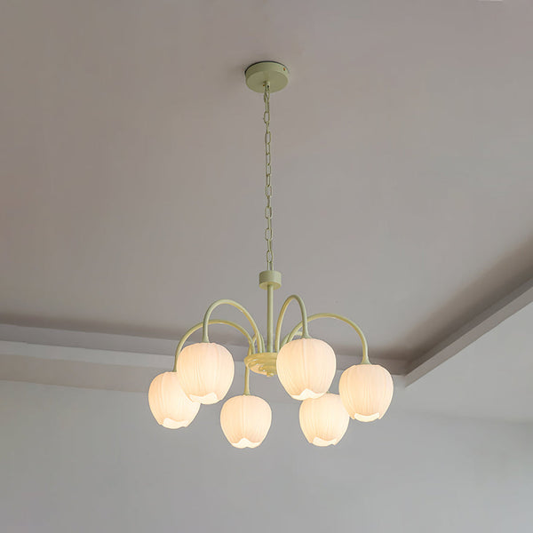 Tulpvormige Kronleuchter Hanglamp – Elegante Plafondlamp in Matcha Groen