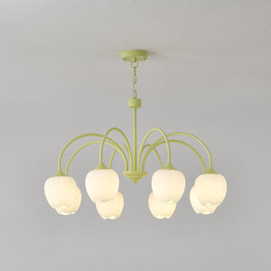 Tulpvormige Kronleuchter Hanglamp – Elegante Plafondlamp in Matcha Groen