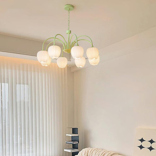 Tulpvormige Kronleuchter Hanglamp – Elegante Plafondlamp in Matcha Groen