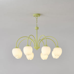 Tulpvormige Kronleuchter Hanglamp – Elegante Plafondlamp in Matcha Groen