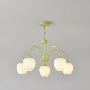 Tulpvormige Kronleuchter Hanglamp – Elegante Plafondlamp in Matcha Groen