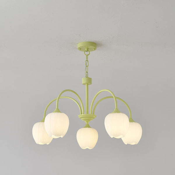 Tulpvormige Kronleuchter Hanglamp – Elegante Plafondlamp in Matcha Groen