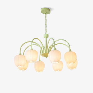 Tulpvormige Kronleuchter Hanglamp – Elegante Plafondlamp in Matcha Groen