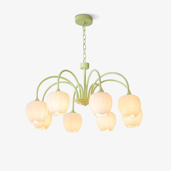 Tulpvormige Kronleuchter Hanglamp – Elegante Plafondlamp in Matcha Groen