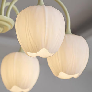 Tulpvormige Kronleuchter Hanglamp – Elegante Plafondlamp in Matcha Groen