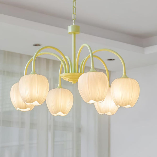 Tulpvormige Kronleuchter Hanglamp – Elegante Plafondlamp in Matcha Groen