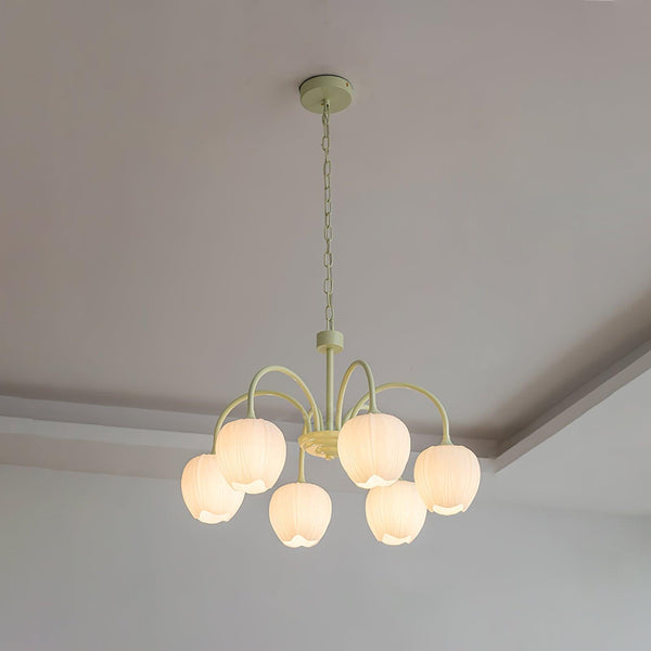 Tulpvormige Kronleuchter Hanglamp – Elegante Plafondlamp in Matcha Groen