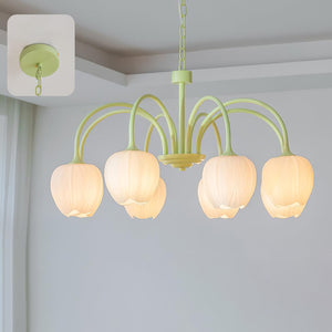 Tulpvormige Kronleuchter Hanglamp – Elegante Plafondlamp in Matcha Groen