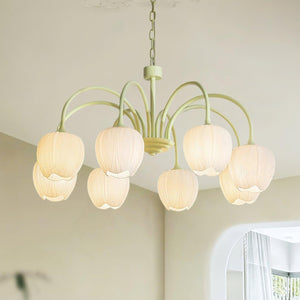 Tulpvormige Kronleuchter Hanglamp – Elegante Plafondlamp in Matcha Groen