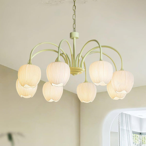 Tulpvormige Kronleuchter Hanglamp – Elegante Plafondlamp in Matcha Groen