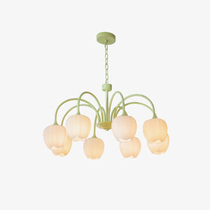 Tulpvormige Kronleuchter Hanglamp – Elegante Plafondlamp in Matcha Groen
