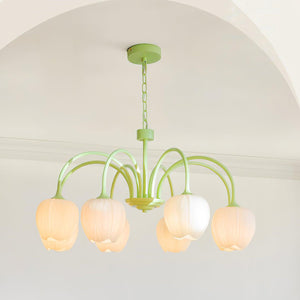 Tulpvormige Kronleuchter Hanglamp – Elegante Plafondlamp in Matcha Groen