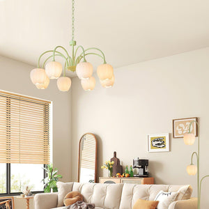 Tulpvormige Kronleuchter Hanglamp – Elegante Plafondlamp in Matcha Groen