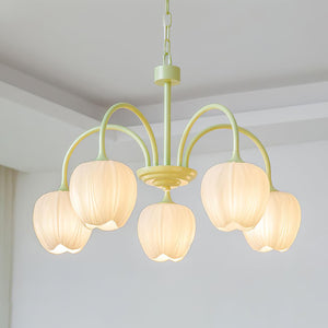 Tulpvormige Kronleuchter Hanglamp – Elegante Plafondlamp in Matcha Groen