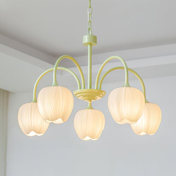 Tulpvormige Kronleuchter Hanglamp – Elegante Plafondlamp in Matcha Groen
