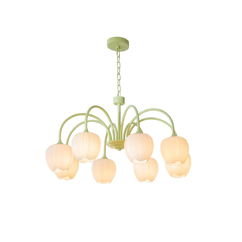 Tulpvormige Kronleuchter Hanglamp – Elegante Plafondlamp in Matcha Groen