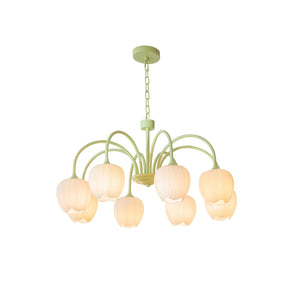 Tulpvormige Kronleuchter Hanglamp – Elegante Plafondlamp in Matcha Groen