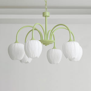 Tulpvormige Kronleuchter Hanglamp – Elegante Plafondlamp in Matcha Groen