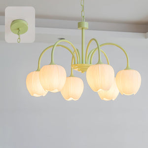Tulpvormige Kronleuchter Hanglamp – Elegante Plafondlamp in Matcha Groen