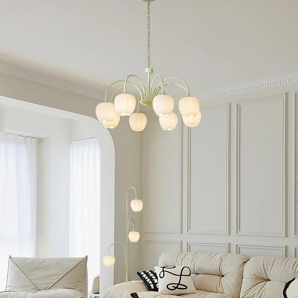 Tulpvormige Kronleuchter Hanglamp – Elegante Plafondlamp in Matcha Groen
