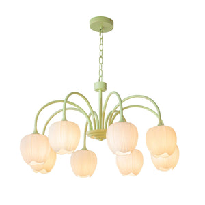 Tulpvormige Kronleuchter Hanglamp – Elegante Plafondlamp in Matcha Groen