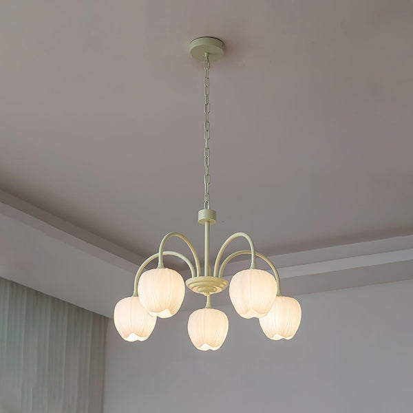 Tulpvormige Kronleuchter Hanglamp – Elegante Plafondlamp in Matcha Groen