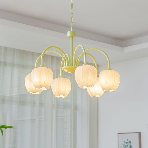 Tulpvormige Kronleuchter Hanglamp – Elegante Plafondlamp in Matcha Groen