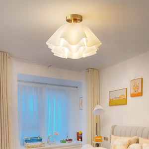 Vintage Witte Plafondlamp met Bloemenontwerp – Stijlvolle Interieurverlichting