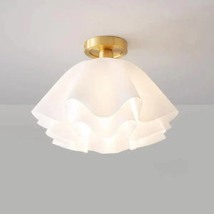 Vintage Witte Plafondlamp met Bloemenontwerp – Stijlvolle Interieurverlichting