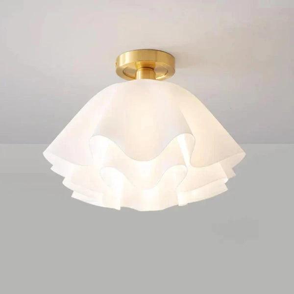 Vintage Witte Plafondlamp met Bloemenontwerp – Stijlvolle Interieurverlichting