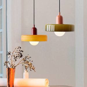 Moderne Art Deco Glazen Hanglamp – Kleurrijke Halo Plafondlamp