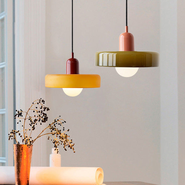 Moderne Art Deco Glazen Hanglamp – Kleurrijke Halo Plafondlamp