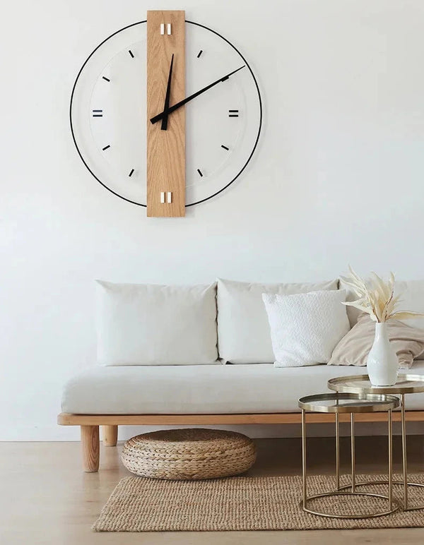 Minimalistische Houten Wandklok – Moderne Woondecoratie met Natuurlijke Uitstraling