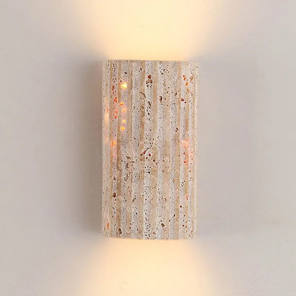 Wandlamp van Natuursteen – Halve Cilinder Travertijn Modern Ontwerp