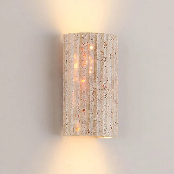 Wandlamp van Natuursteen – Halve Cilinder Travertijn Modern Ontwerp