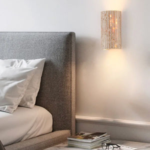 Wandlamp van Natuursteen – Halve Cilinder Travertijn Modern Ontwerp