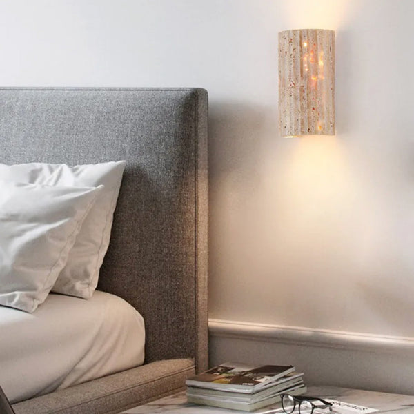 Wandlamp van Natuursteen – Halve Cilinder Travertijn Modern Ontwerp