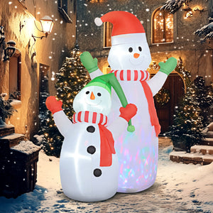 Opblaasbare sneeuwman familie 240 cm – kerstdecoratie met LED en ventilator