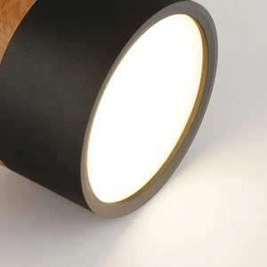 Moderne zwarte plafondlamp met houtaccent – LED design verlichting