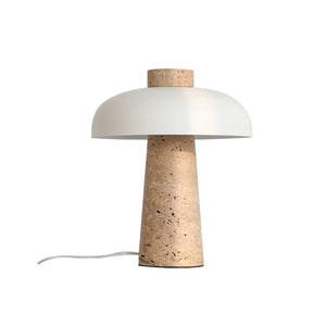 Natuurlijke Travertin Stenen Tafellamp – Moderne Woonverlichting in Beige