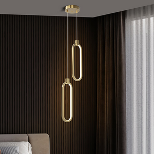Elegante Hanglamp van Goudmessing | 2-Ring Plafondlamp voor Moderne Interieurs