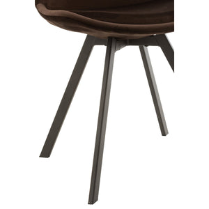 J-Line Stoel Helene Bruin – Metaal & Textiel – Slanke Eetkamerstoel met Comfort