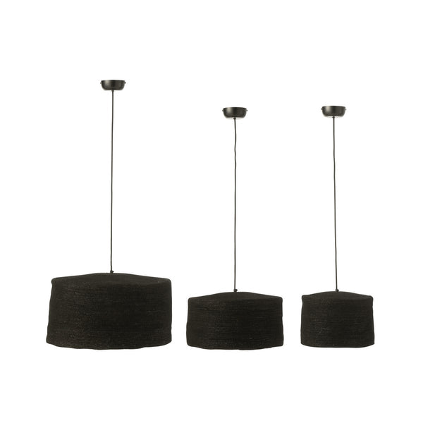 J-Line Hanglamp Moonj – Zwart Rotan – Set van 3 Moderne Hanglampen