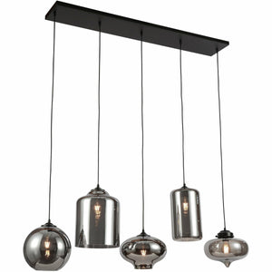 Ava Hanglamp – Smoke Glas – 5-Licht Mix – Industrieel Design