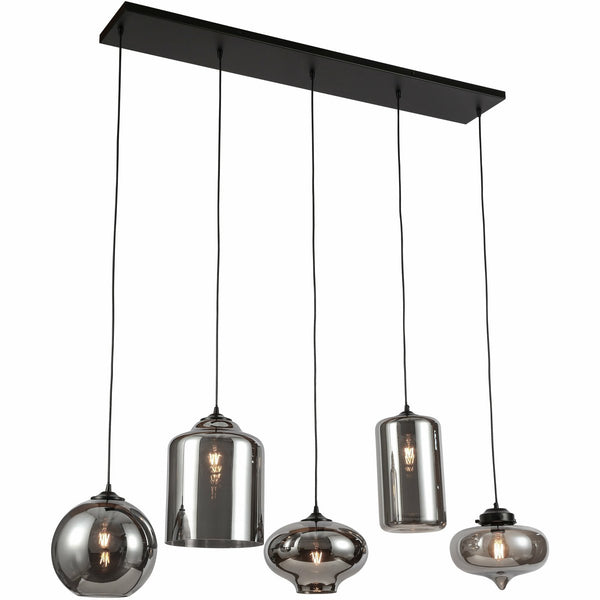 Ava Hanglamp – Smoke Glas – 5-Licht Mix – Industrieel Design